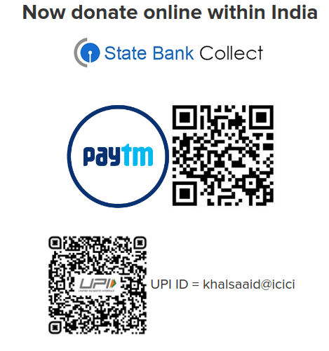 Khalsa aid india donation Bank and UPI ID