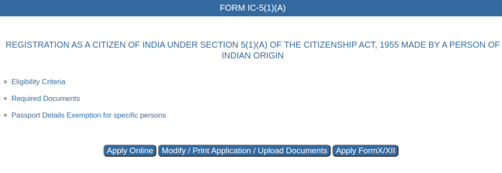 Indian Citizenship Application Form Online Apply