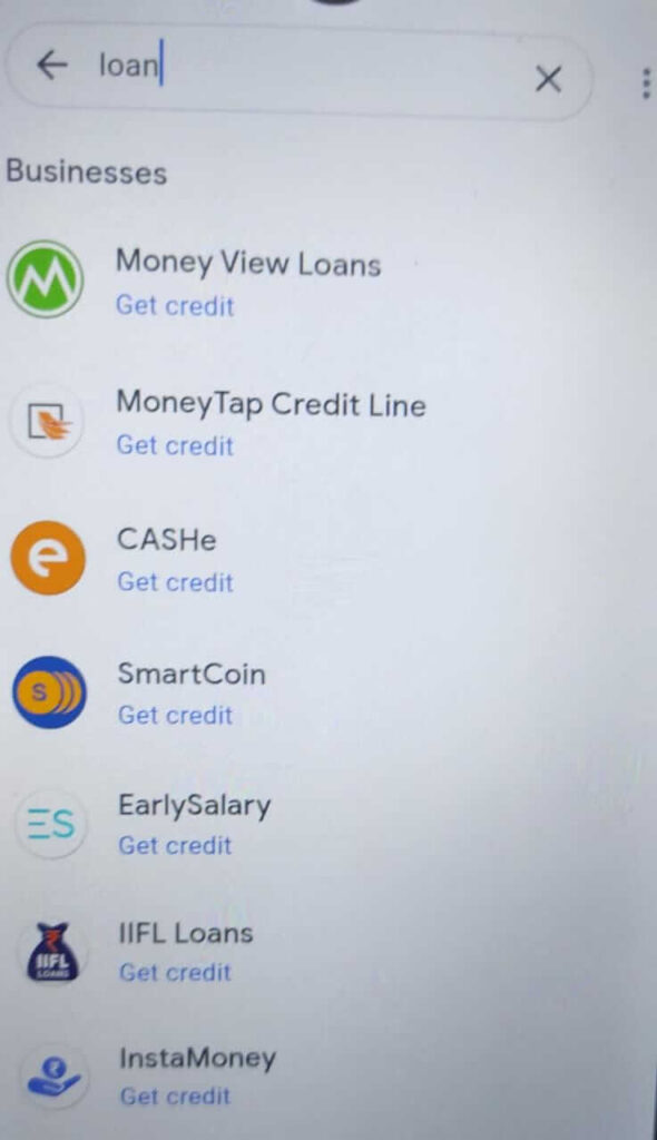 Search Google Pay Loan Option