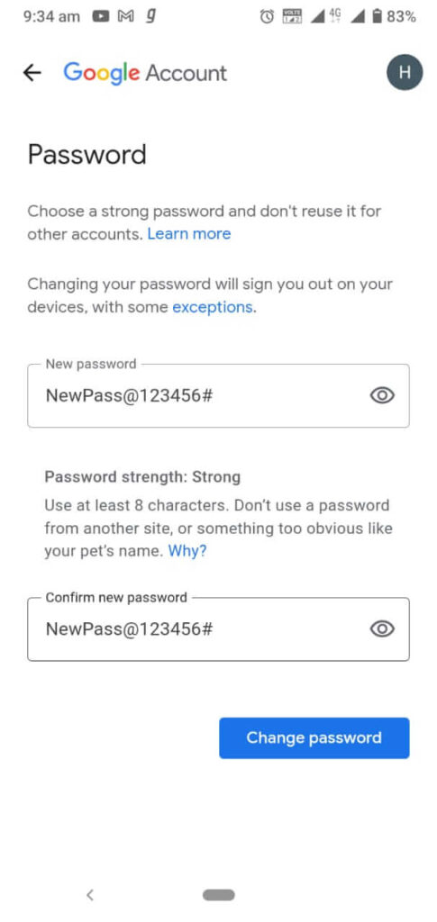 Gmail ka Password Change kaise kre
