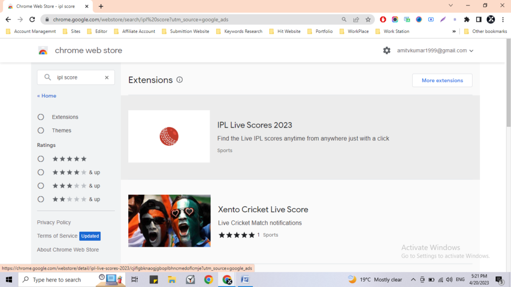 Best Live IPL Score Chrome Extension 